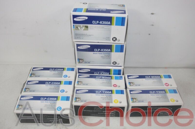 Lot of 10 Genuine Samsung CLP-350A Toner Cartridges (Black/Yellow/Cyan/Magenta)
