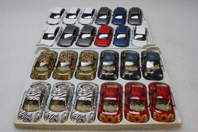 24x KiNSMART Diecast Cars – 2010 Audi A1 and Volkswagen Beetle Hard Top