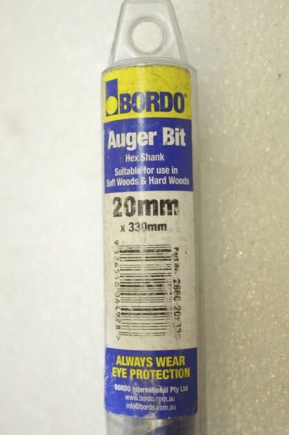 Bordo 20mm Hex Auger Bit – Set of 2 – 20x330mm – NEW