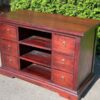 Mahogany Timber Entertainment Unit 6 Drawer TV Unit Stand – 110 x 50 x 76cm