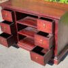 Mahogany Timber Entertainment Unit 6 Drawer TV Unit Stand – 110 x 50 x 76cm