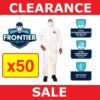 50x Frontier Disposable Type 5 6 Coverall Overall Microporous Zip Hood Suit Painting