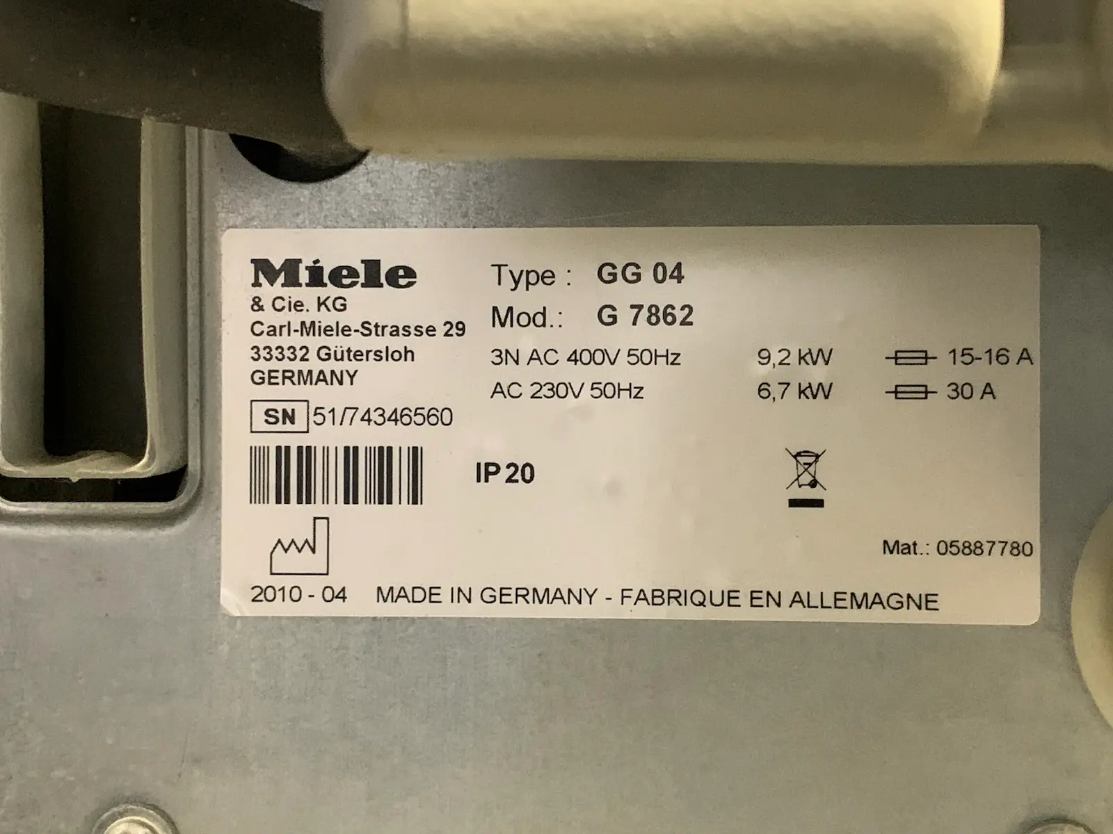 Miele G 7862 Medical Laboratory Washer Disinfector Steriliser Sterilizer