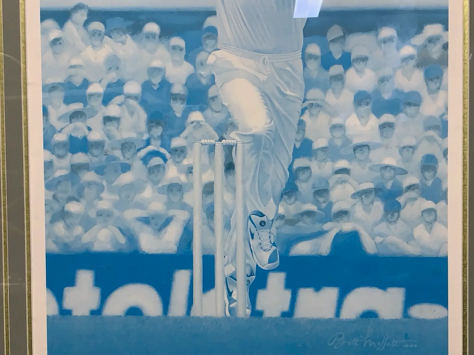 Shane Warne Bowling’ Framed Signed Print by Brett Moffat