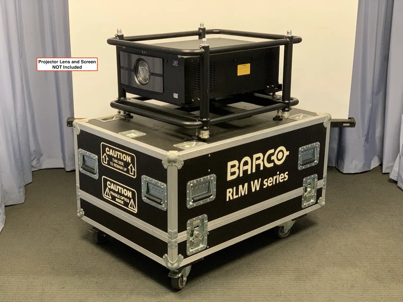 Barco BME RLM W8 OMRI Large Venue Projector w Rigging Frame & Road Flight Case 2
