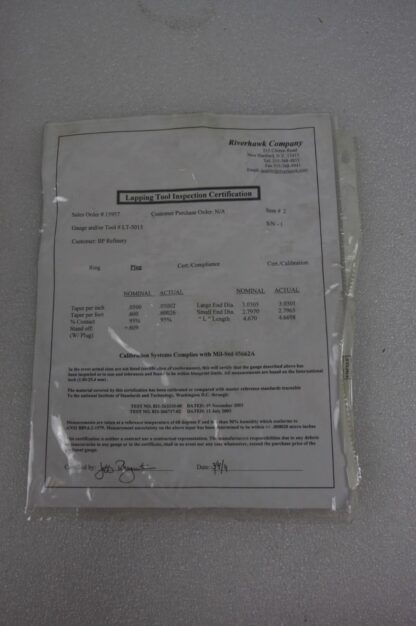 1501J-1502J Plug and Ring Lapping Tool - Gauge LT-5015 w Pelican Case