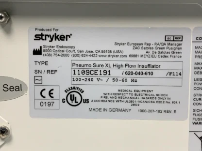 Stryker Endoscopy Pneumo Sure XL High Flow Insufflator - 620-040-610