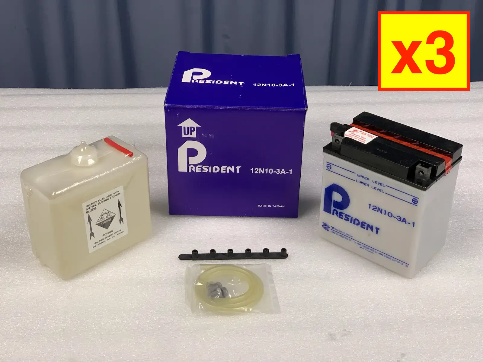 3x President 12N10-3A-1 Power Sport Battery