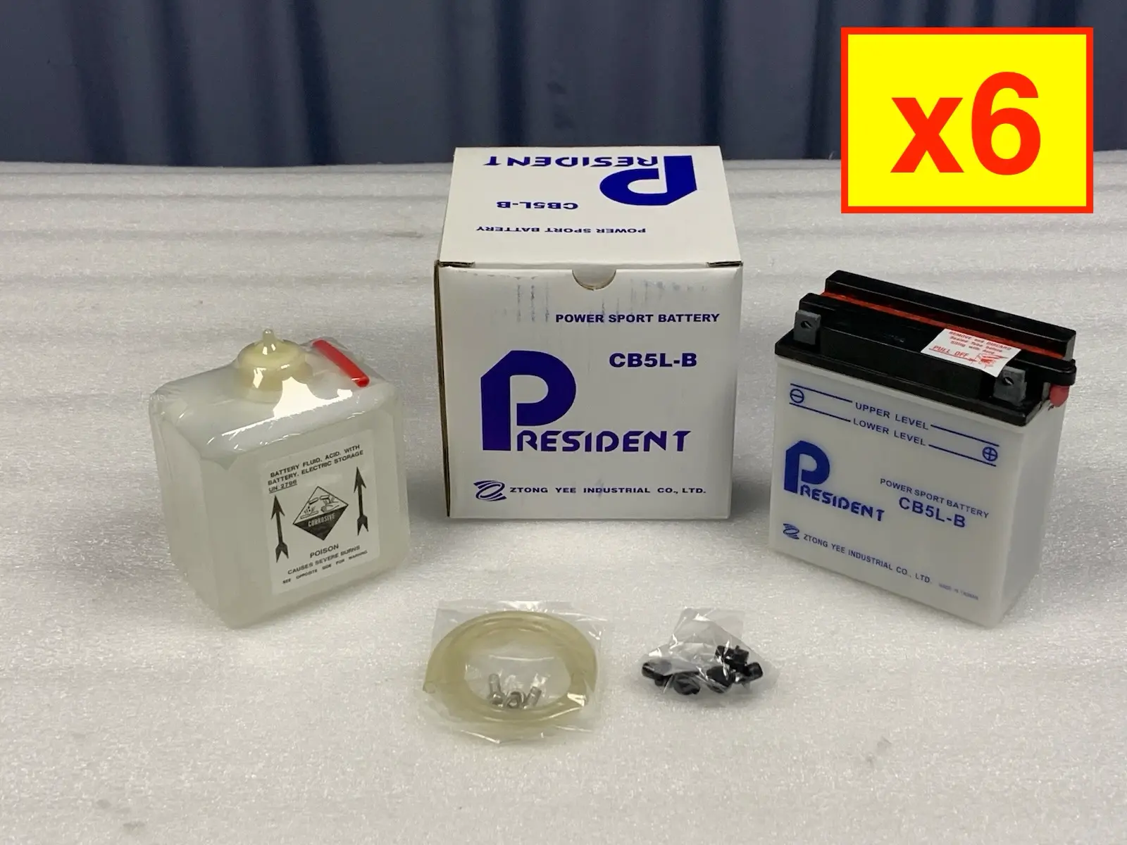 6x President CB5L-B Flooded Motorcycle Power Sport Battery