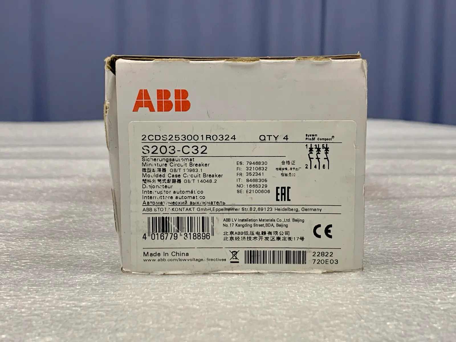 4x ABB S203-C32 S203C32 Miniature Circuit Breaker 2CDS253001R0324