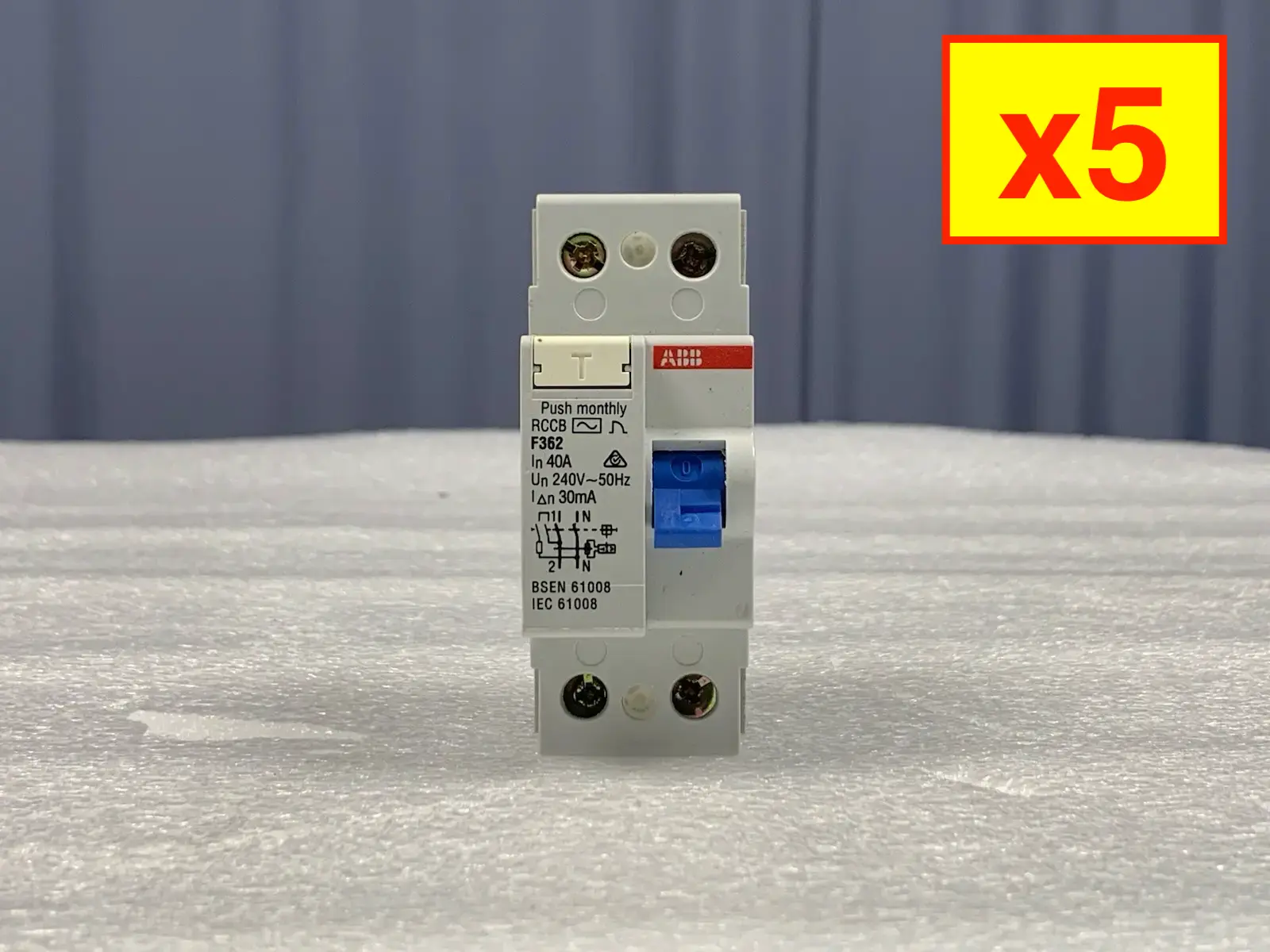 5x ABB F362-40/0.03 2P AC 40A 30mA Residual Current Operated Circuit Breaker