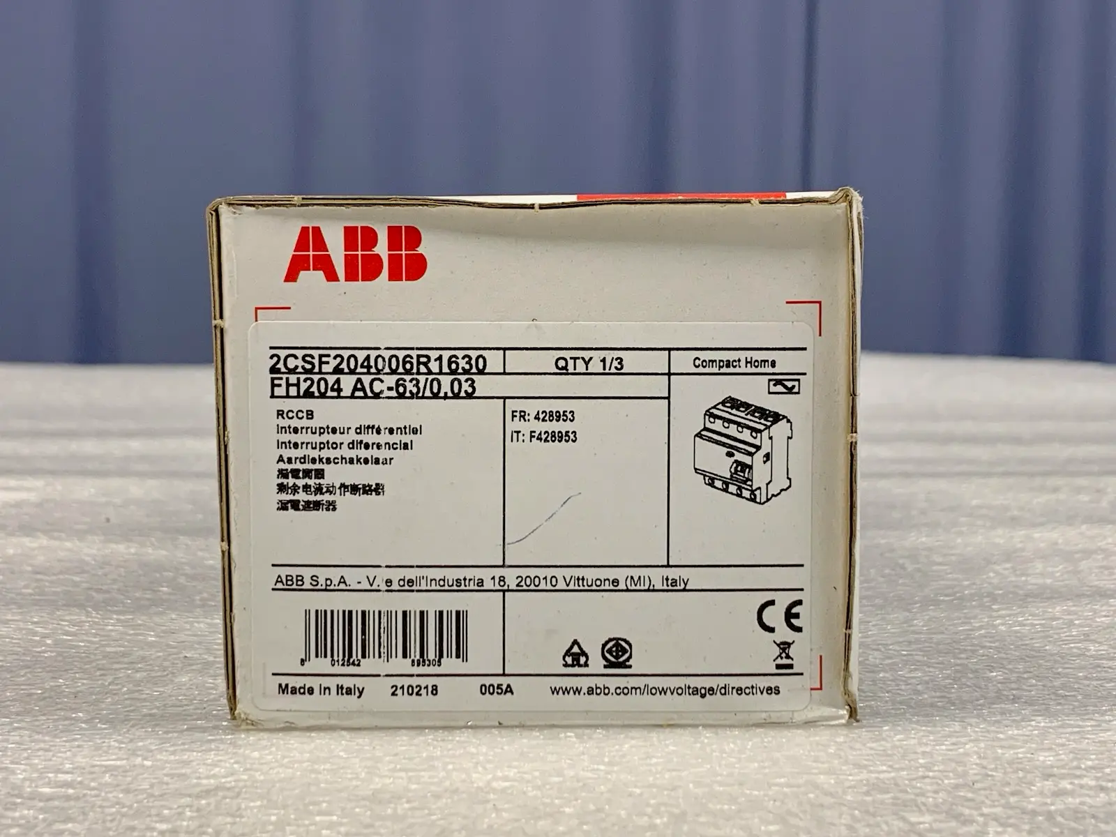 ABB FH204 AC-63/0.03 Residual Current Circuit Breaker 4P AC type 30 mA