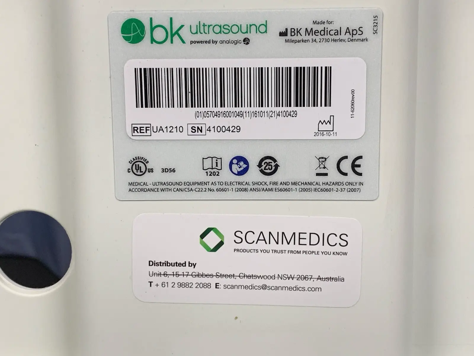 BK Medical UA1210 Flex Focus Ultrasound Docking Unit w Keyboard for Type 1202