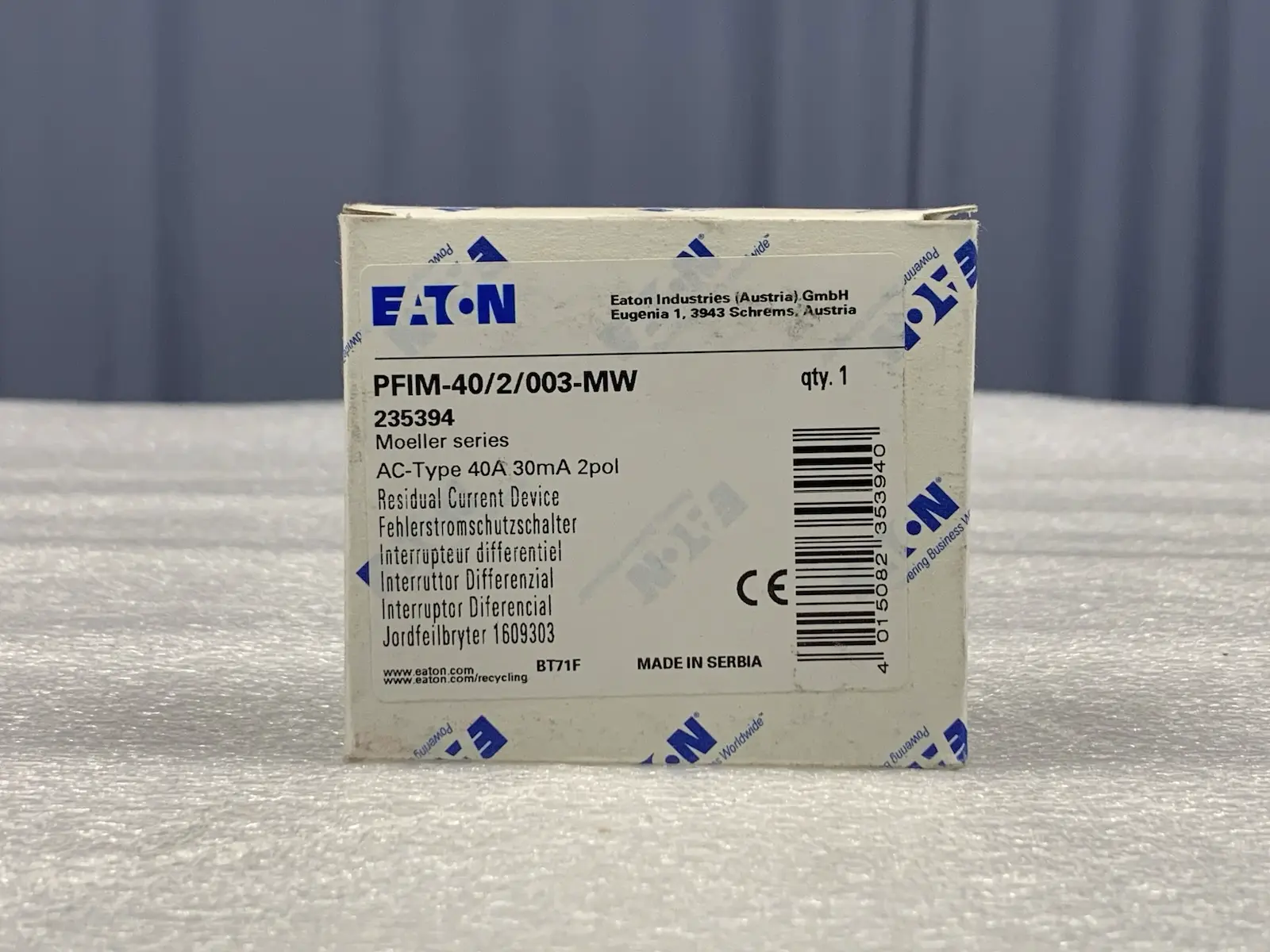 Eaton Moeller PFIM-40/2/003-MW Residual Current Circuit Breaker 235394