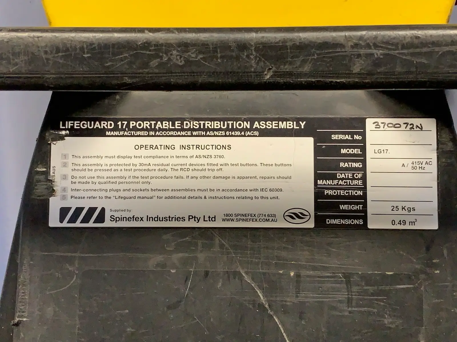 Spinefex Lifeguard LG17 IP66 3P Portable Distribution Assembly Hub 415V #2