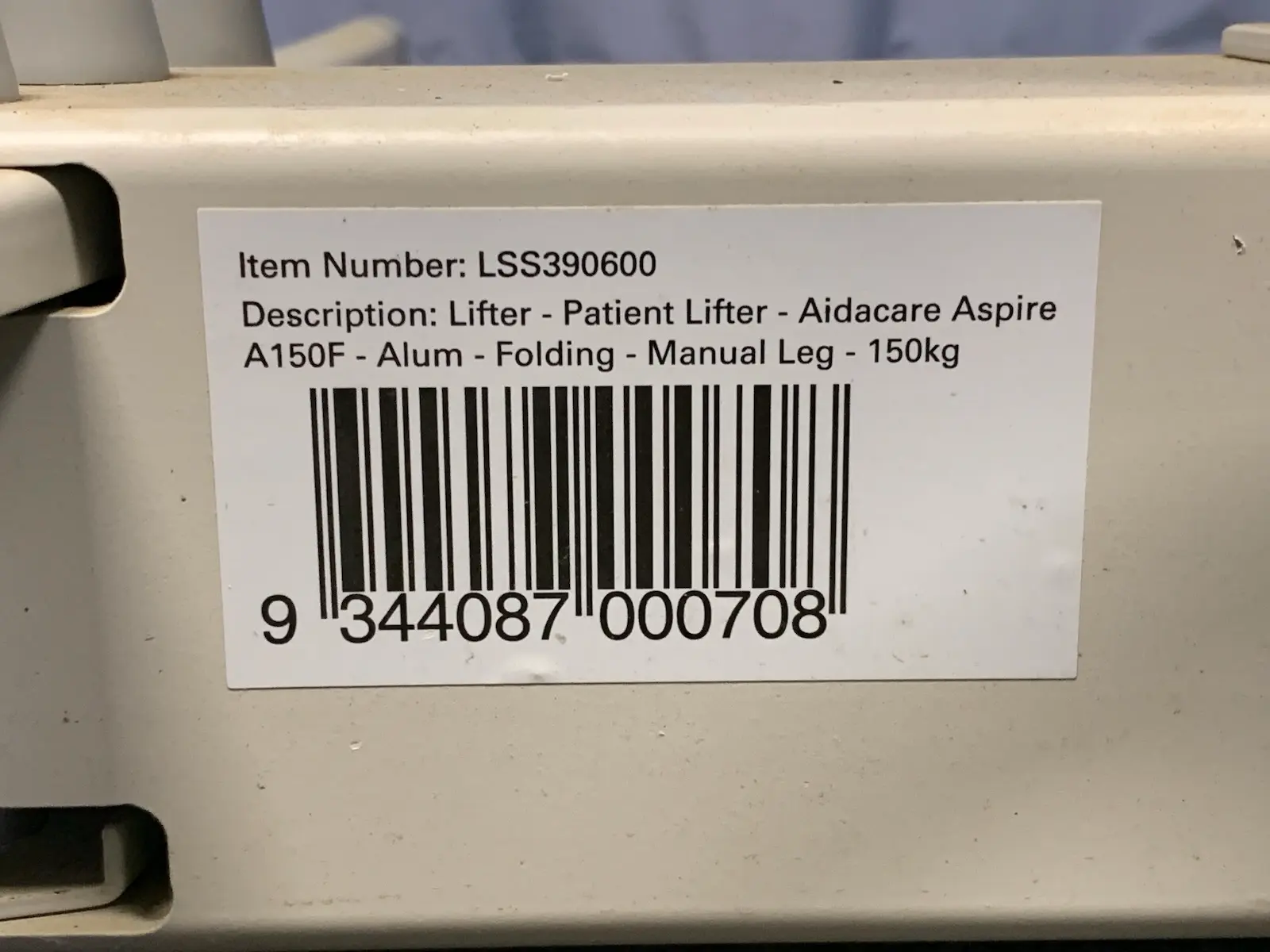 Aidacare Aspire A150F Aluminium Manual Leg 150kg Patient Lifter Hoist