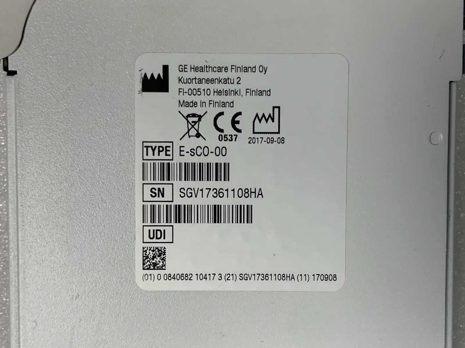 GE E-sCO-00 E-sCO Anesthesia Gas Module #2