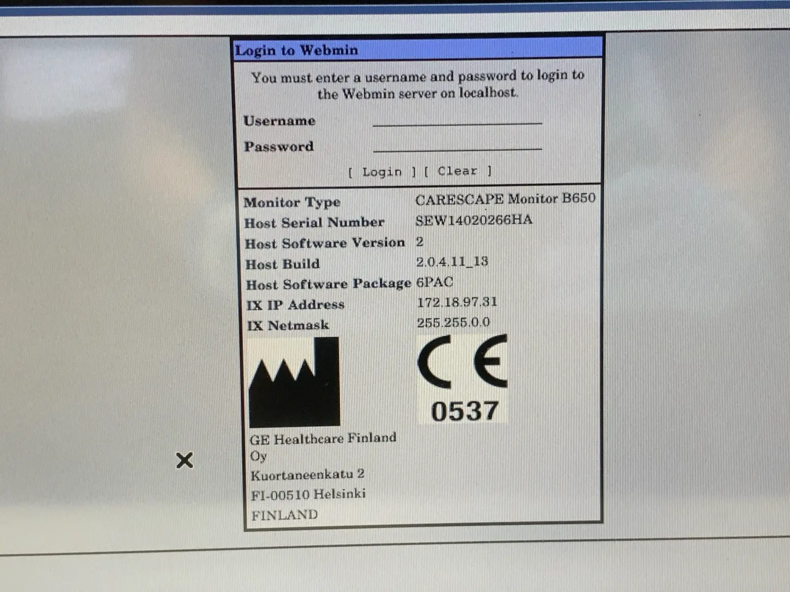 GE Healthcare Carescape B650 Patient Monitor - V2 6PAC Version 2