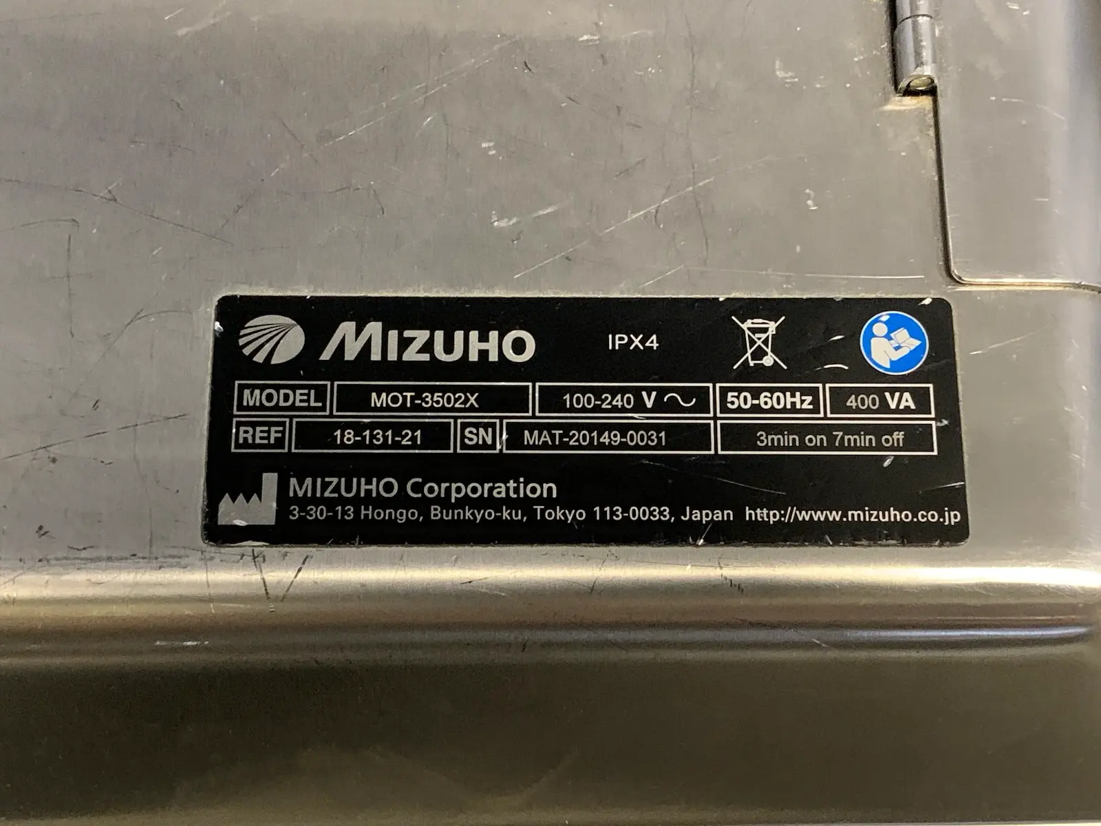 Mizuho MOT-3502X 315kg Max Surgical Operating Table w Mattress + Hand Control
