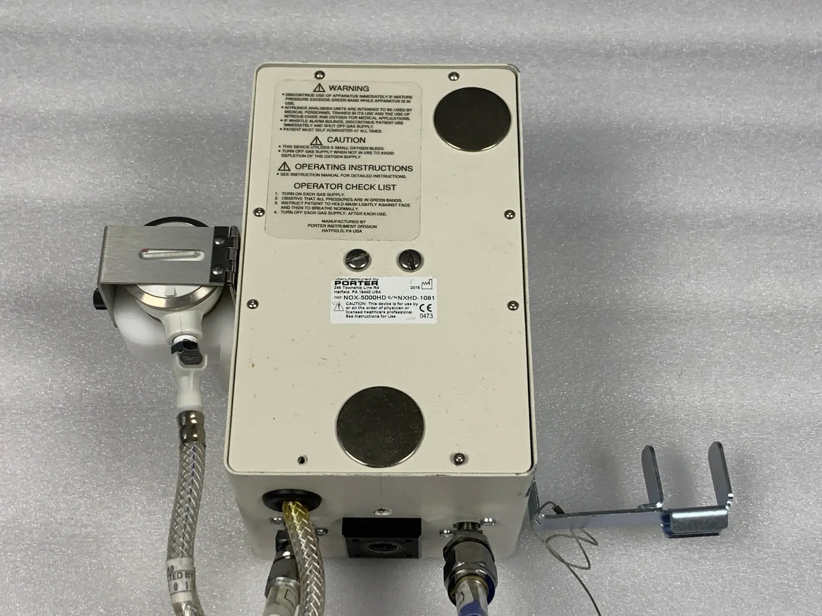 Parker Porter NOX-5000HD Nitronox Anesthesia Unit w Accs