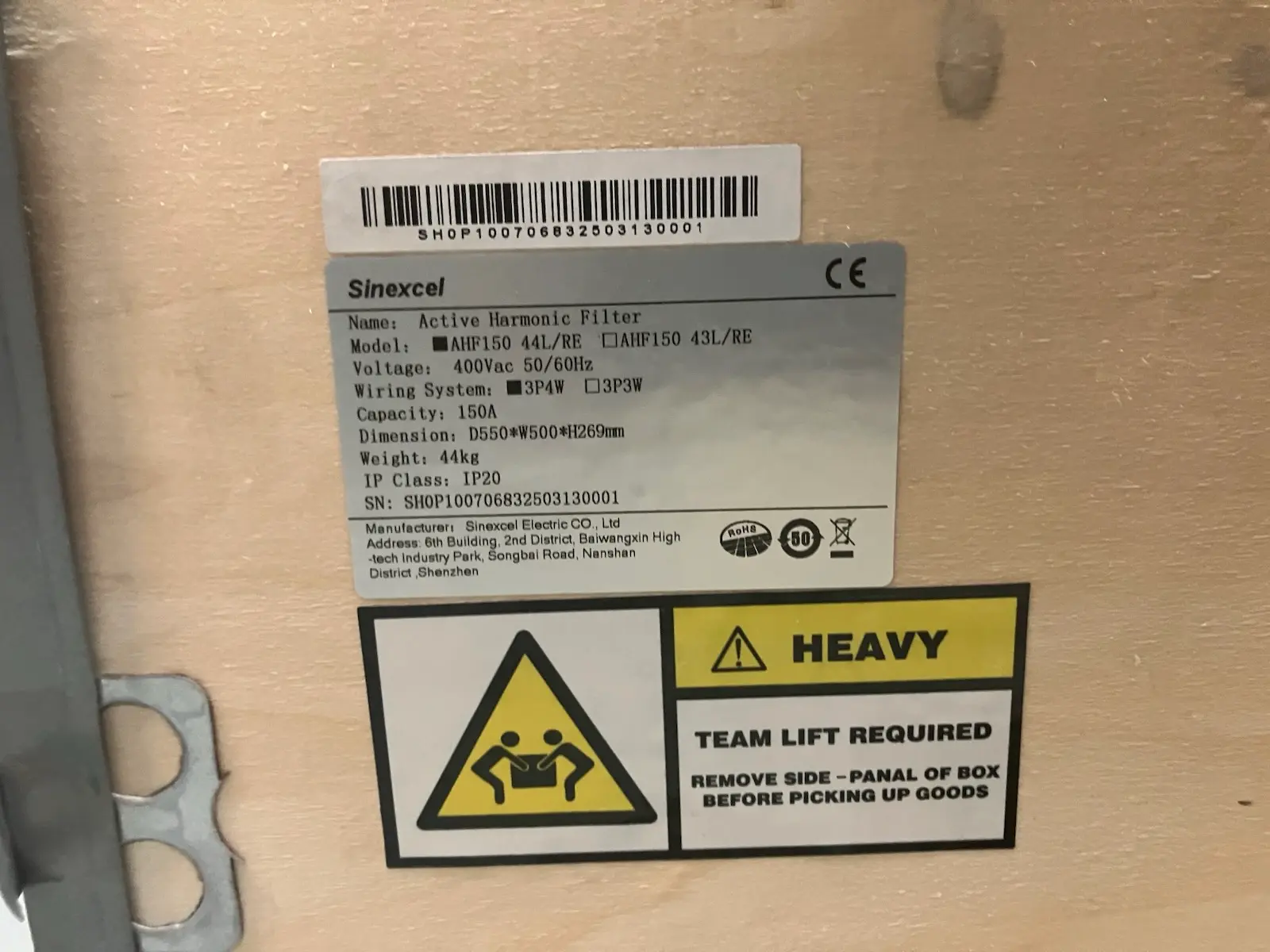 Sinexcel AHF150 44L/RE 3Phase Active Harmonic Power Filter - New In Crate