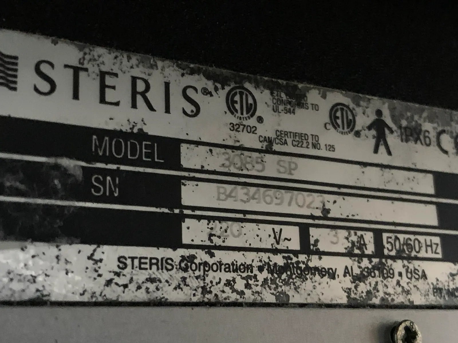 Steris Amsco 3085 SP Surgical Table w Accs - Issue