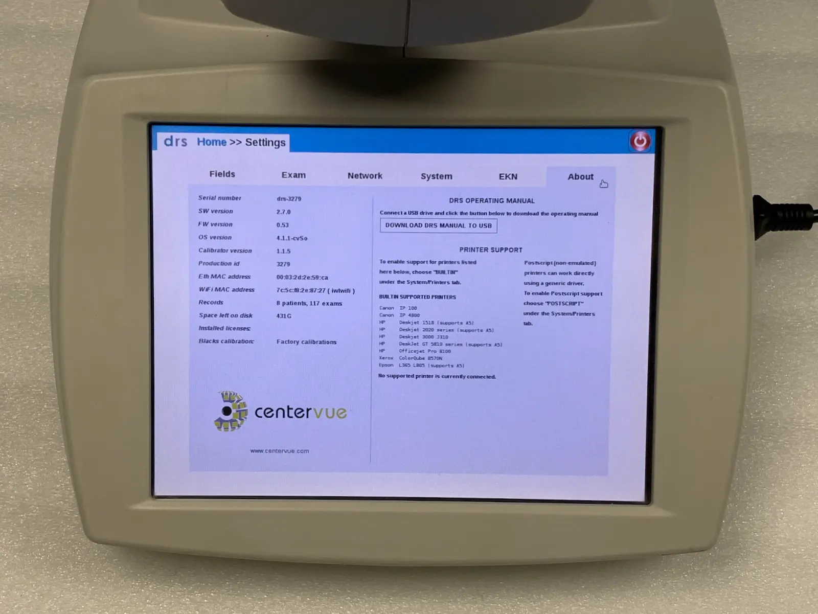 Centervue DRS Digital Retinography System Automatic Retinal Camera
