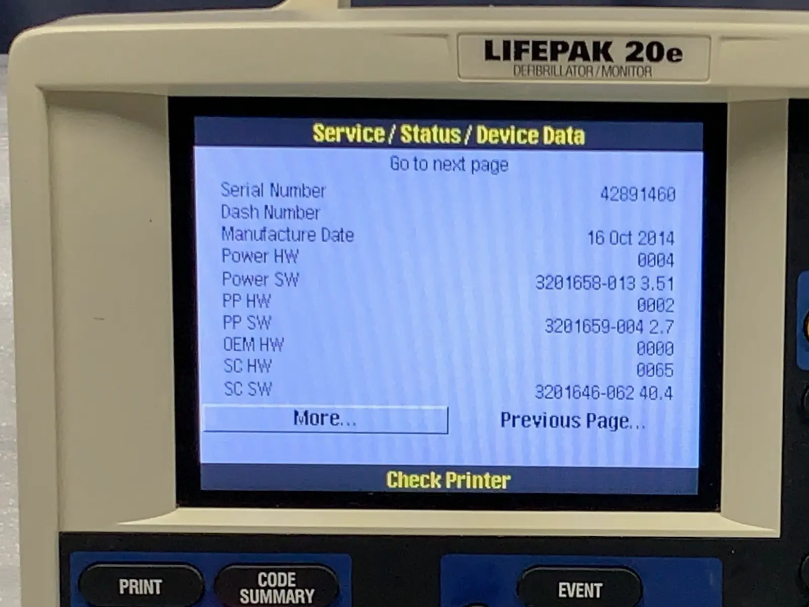 Physio Control Lifepak 20e Monitor w ECG (2014) #2