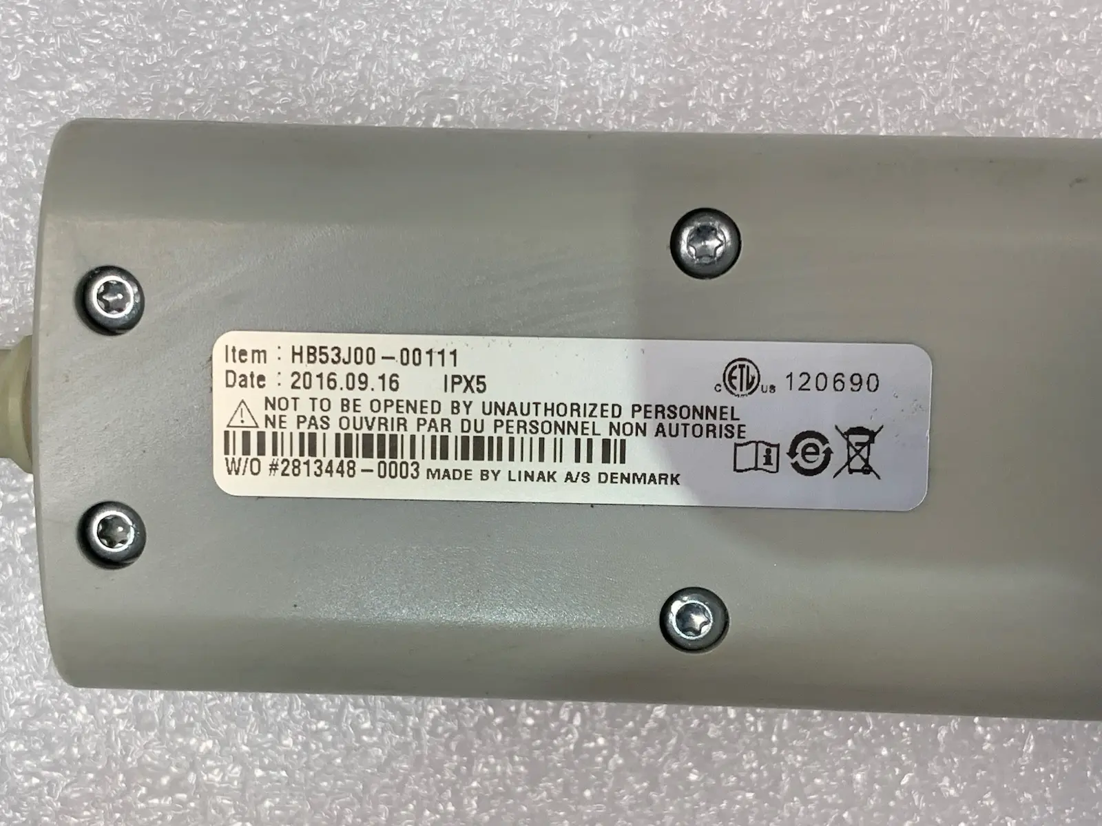 Linak HB53-000 Patient Hoist Handset - 4 Button - 8-Pin Round Plug - Used