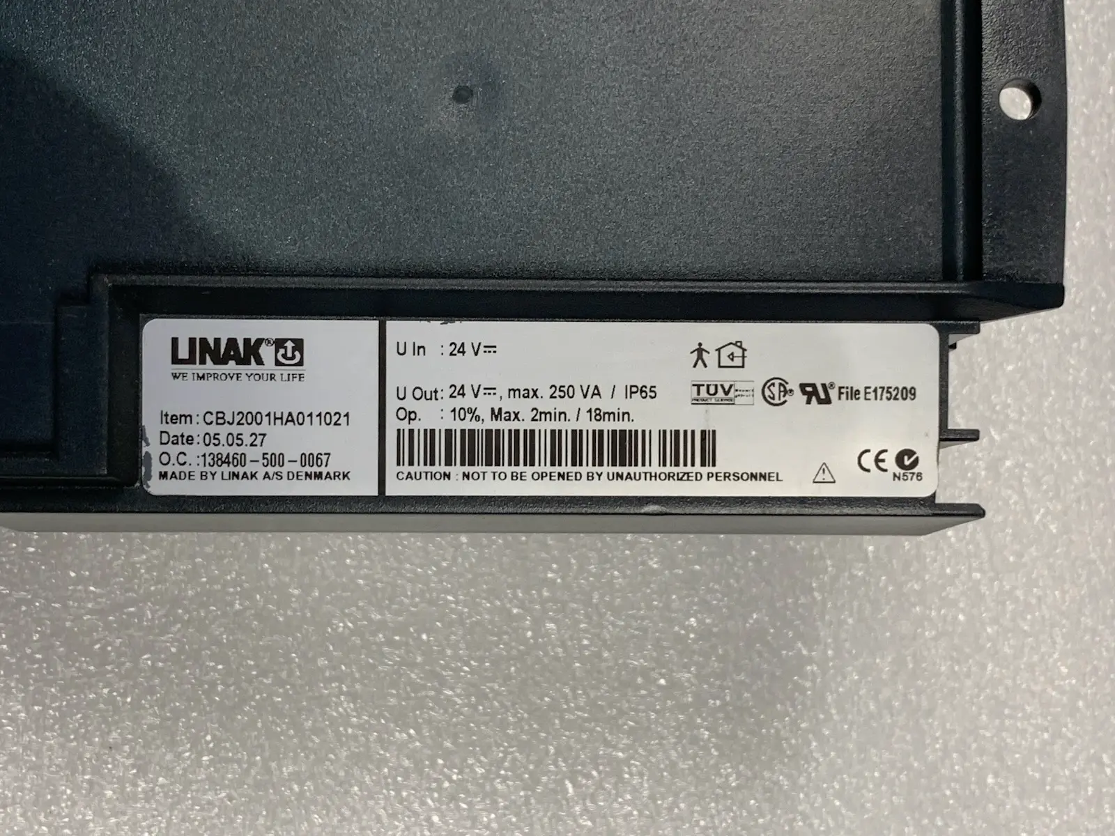 Linak J2CB-002 CBJ2001HA011021 Control Box JUMBO System Patient Lifter Hoist