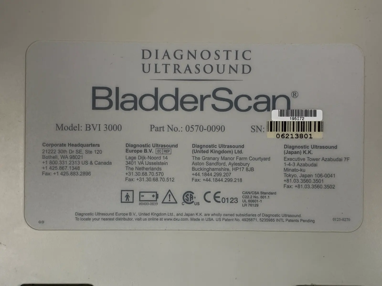 Verathon BladderScan BVI 3000 Portable 3D Ultrasound Scanner - TESTED & WORKING