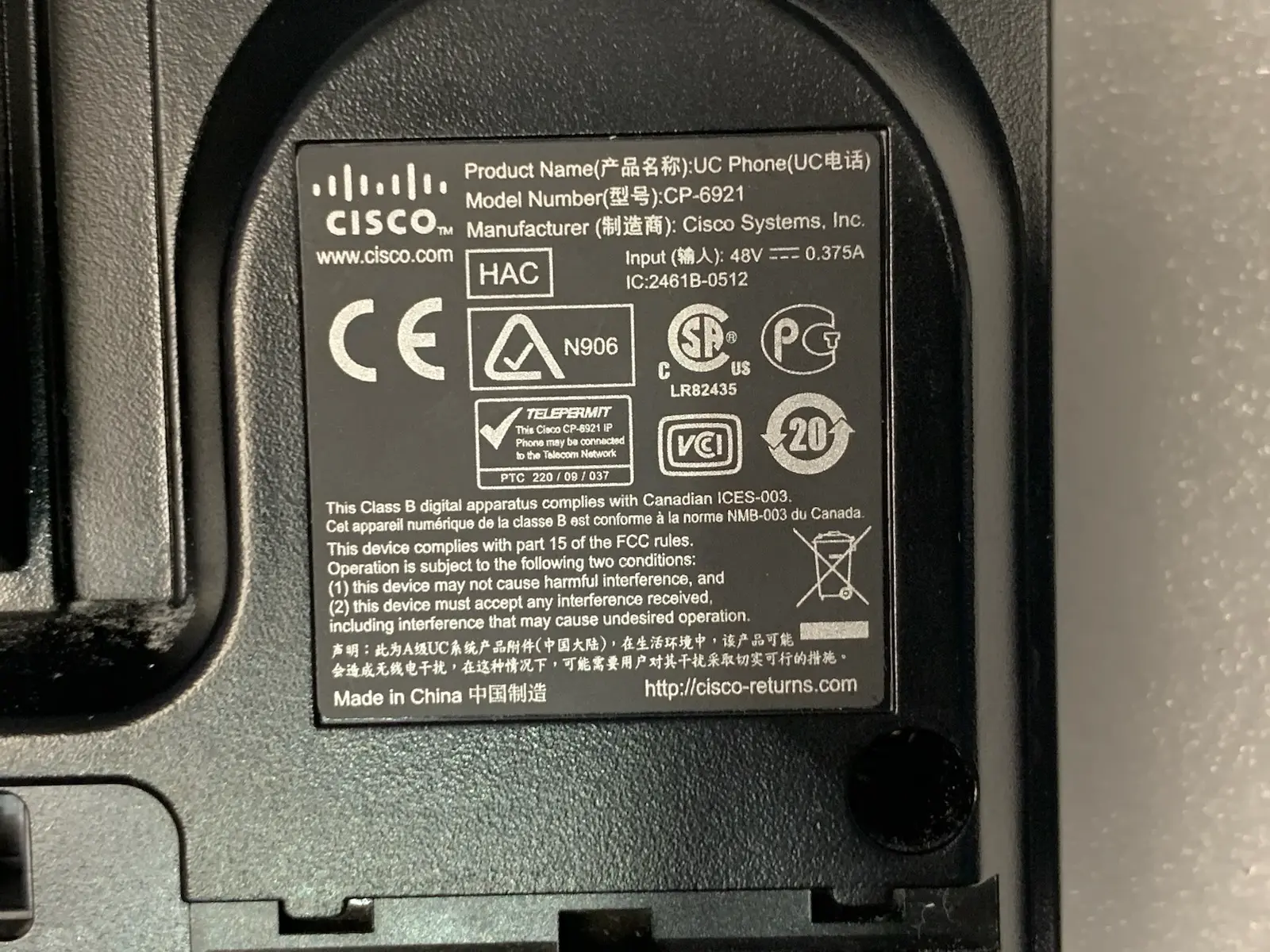 10x Cisco CP-6921 UC IP PoE Voip Business Office Phone Handsets