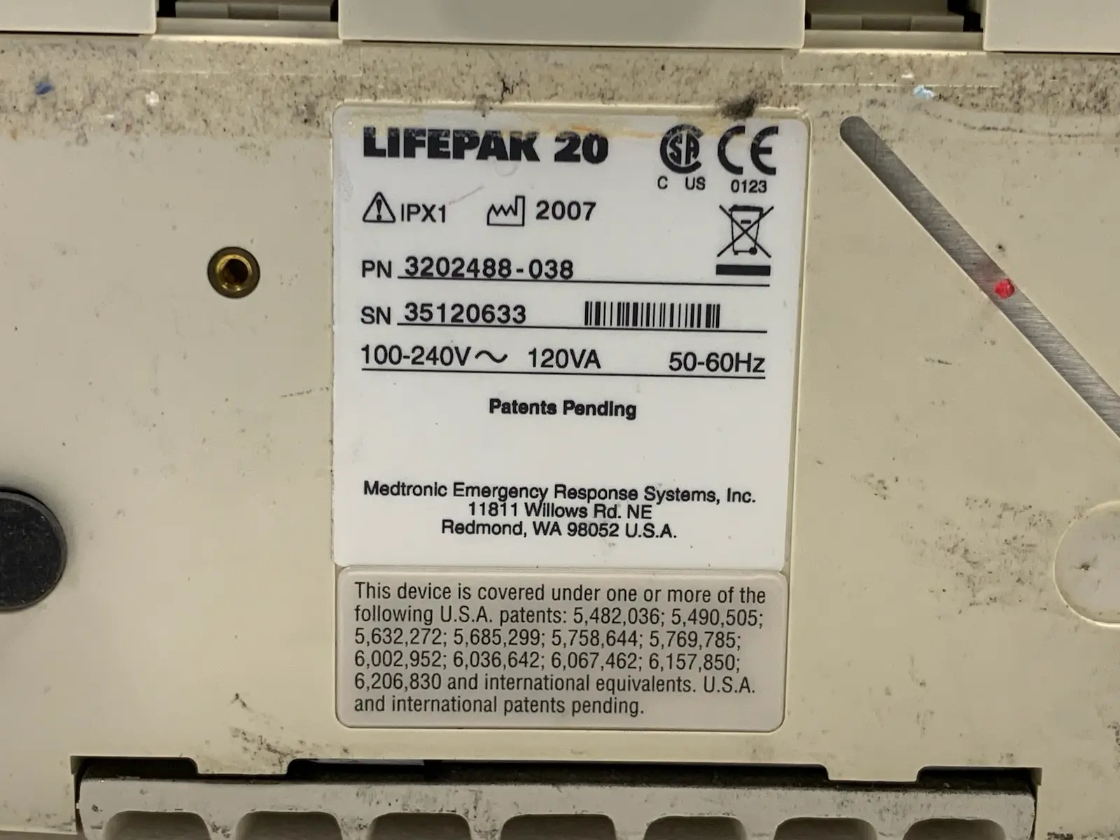 Physio-Control Lifepak 20 Monitor - Pacing & SpO2