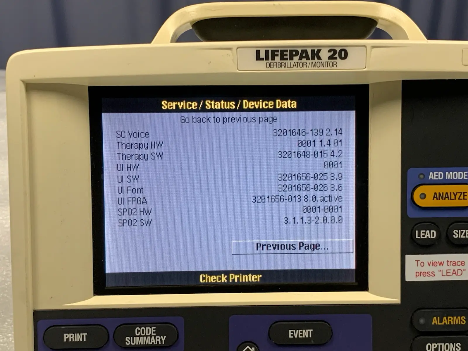 Physio-Control Lifepak 20 Monitor - Pacing & SpO2