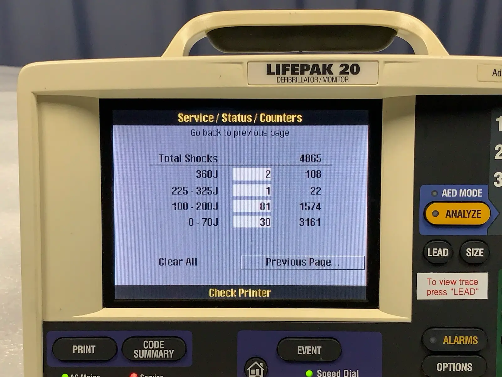 Physio-Control Lifepak 20 Monitor - Pacing & SpO2